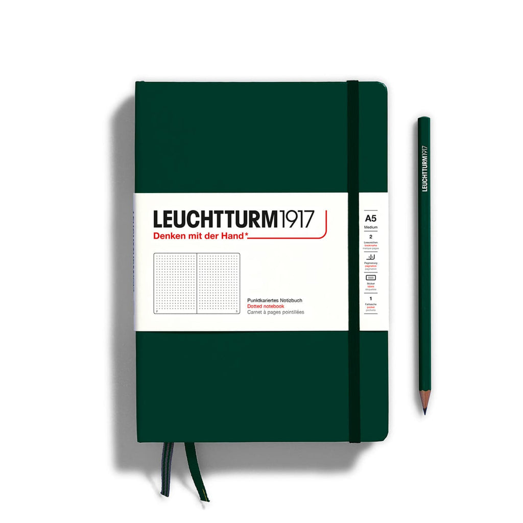 Leuchtturm 1917 Hardcover Dot Grid Notebook in Forest Green - A5 Notebooks Journals