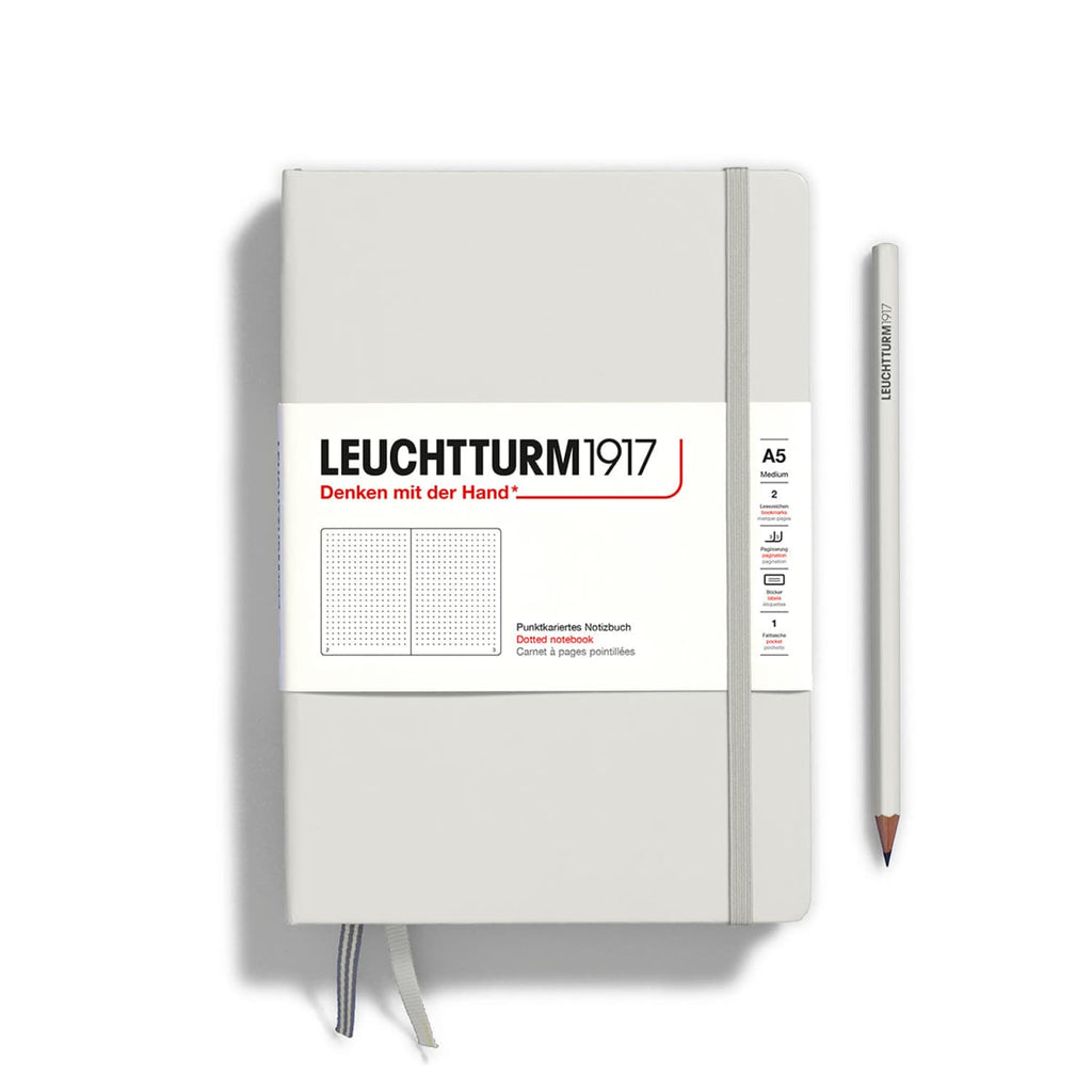 Leuchtturm 1917 Hardcover Dot Grid Notebook in Light Grey - A5 Notebooks Journals