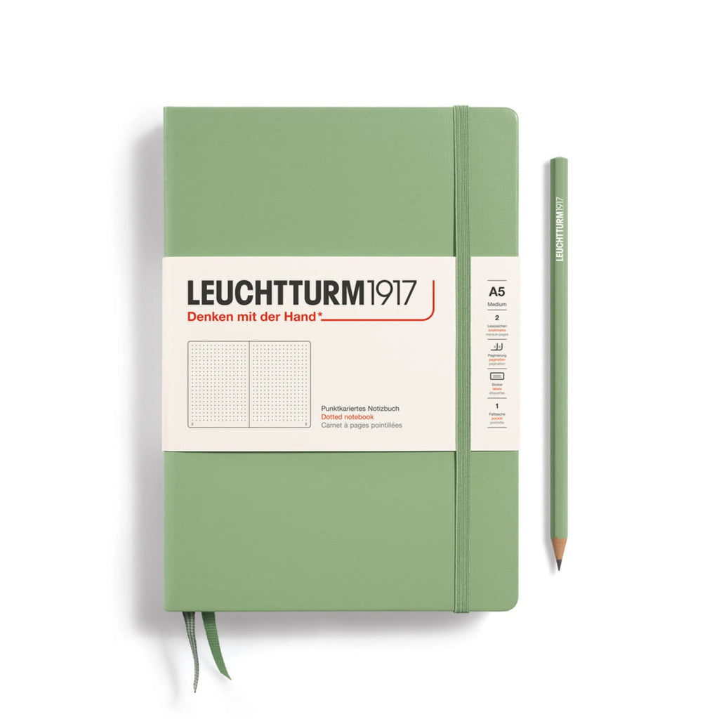 Leuchtturm 1917 Hardcover Dot Grid Notebook in Sage - A5 Notebooks Journals