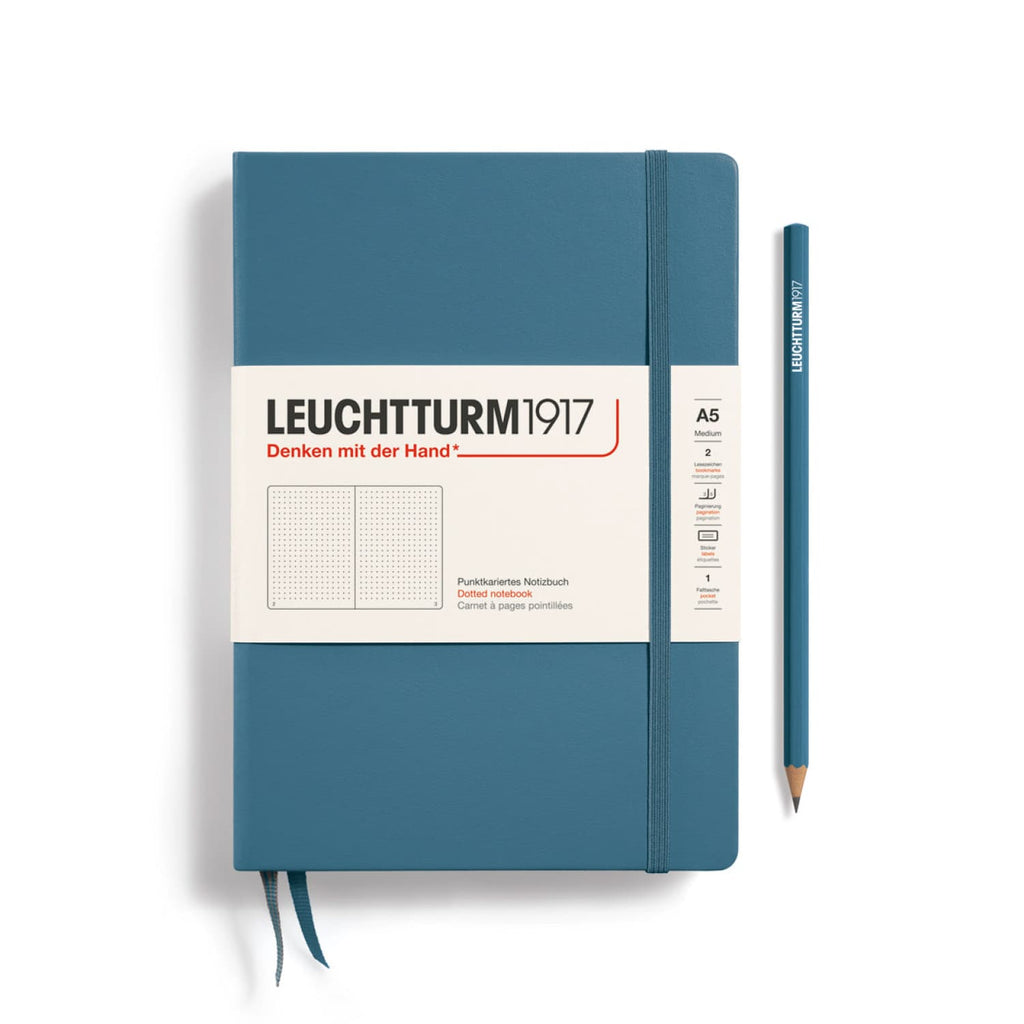 Leuchtturm 1917 Hardcover Dot Grid Notebook in Stone Blue - A5 Notebooks Journals