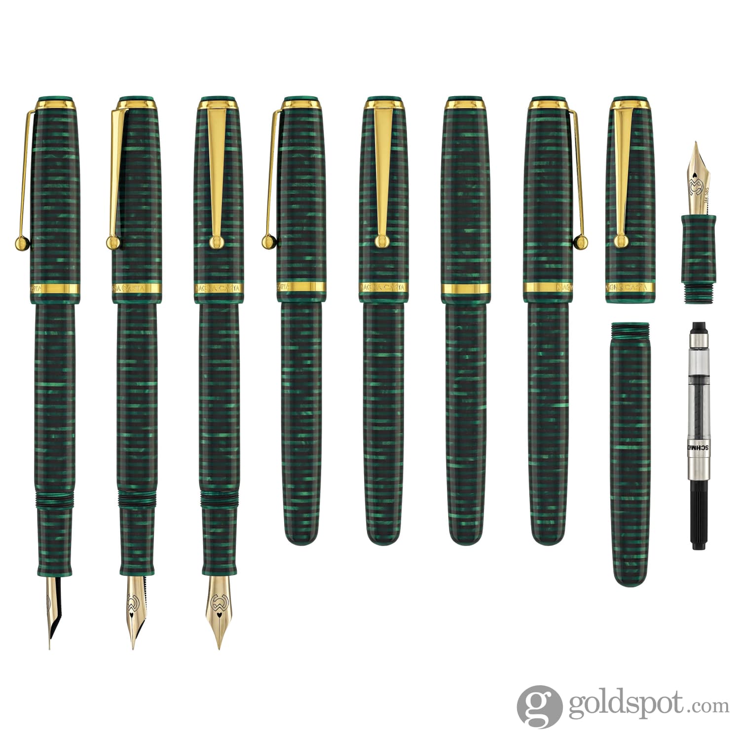 Magna Carta MAG 650 Fountain Pen in Malachite - 14kt Gold Flex Nib