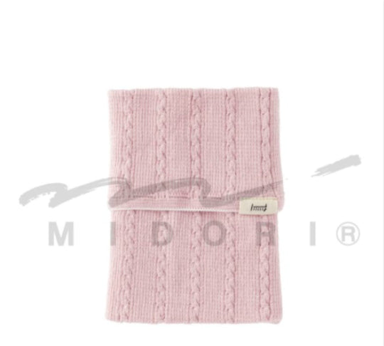 Midori Knitted Book Band with Pockets A6 to B6 in Baby Pink