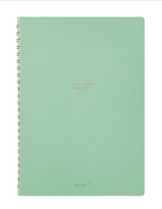Midori Soft Color Ring A5 Notebook in Green - Dot Grid