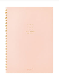 Midori Soft Color Ring A5 Notebook in Pink - Dot Grid