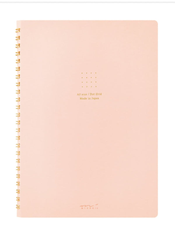 Midori Soft Color Ring A5 Notebook in Pink - Dot Grid Accessories