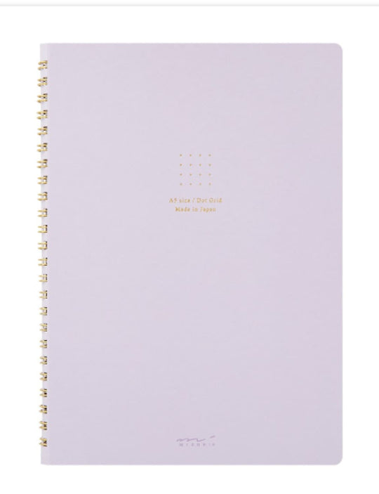 Midori Soft Color Ring A5 Notebook in Purple - Dot Grid