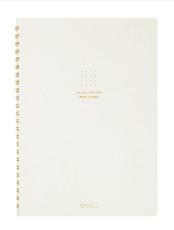 Midori Soft Color Ring A5 Notebook in White - Dot Grid Accessories