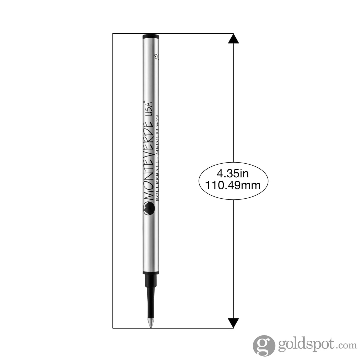 Monteverde Ceramic Metal Tube Rollerball Refill in Black Rollerball Refills