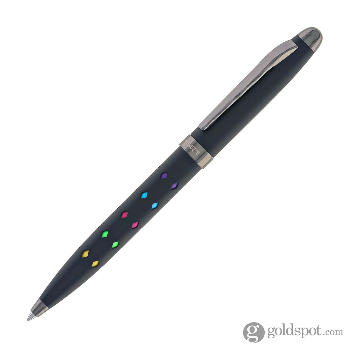 Monteverde Illusia Gel Pen in Diamond Shapes Black Matte with Gunmetal Trim Gel Pen