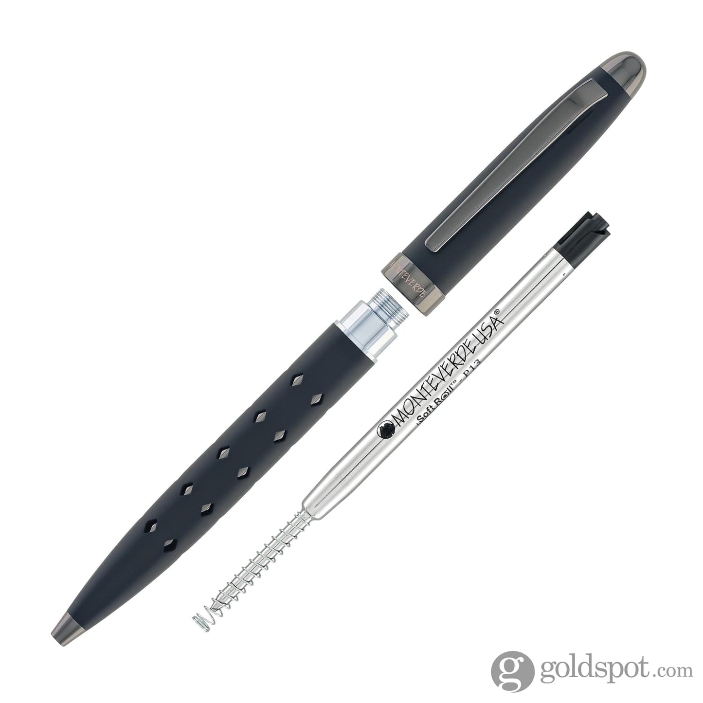 Monteverde Illusia Gel Pen in Diamond Shapes Black Matte with Gunmetal Trim Gel Pen