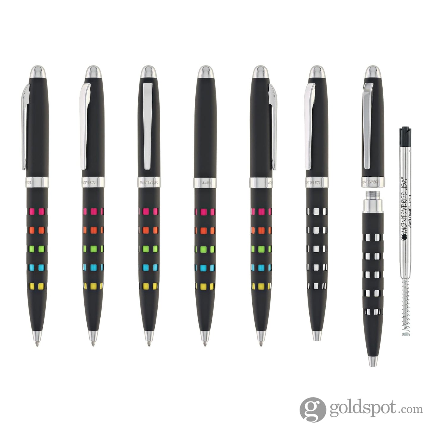 Monteverde Illusia Gel Pen in Square Shapes Black Matte with Chrome Trim Gel Pen