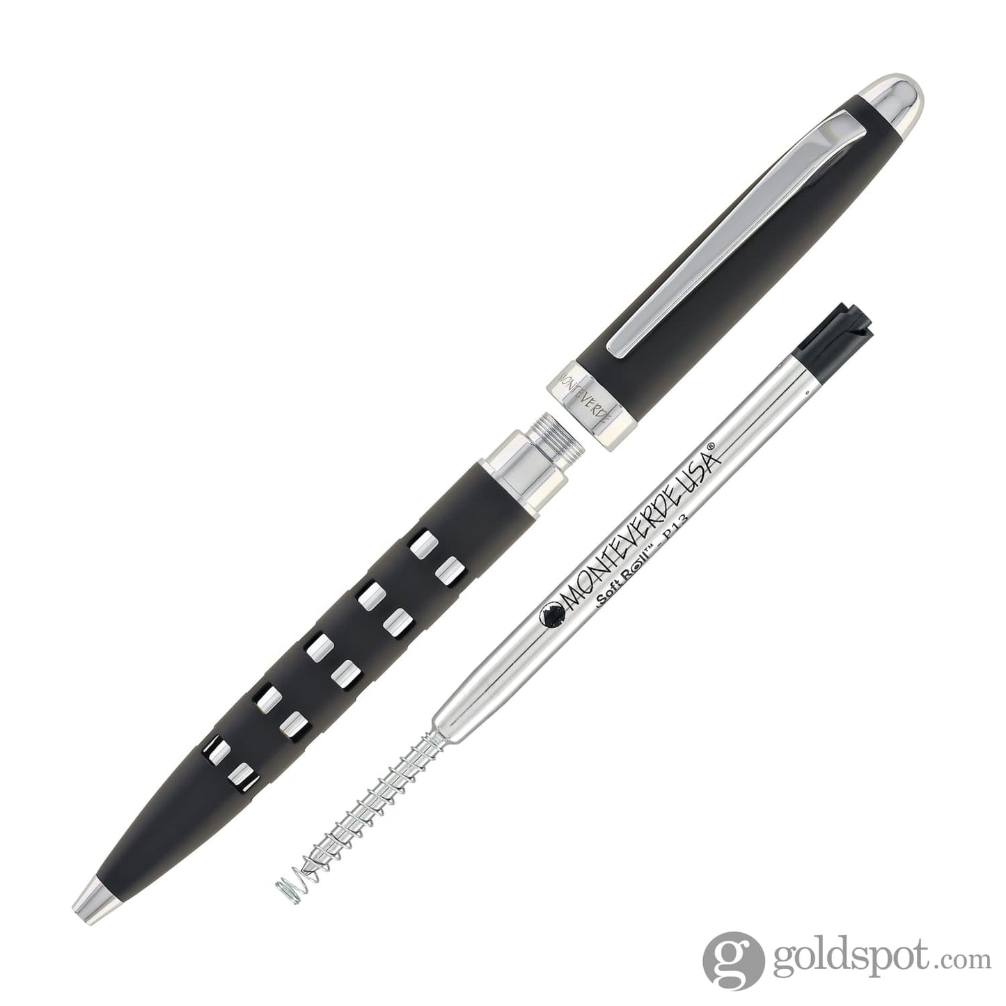 Monteverde Illusia Gel Pen in Square Shapes Black Matte with Chrome Trim Gel Pen