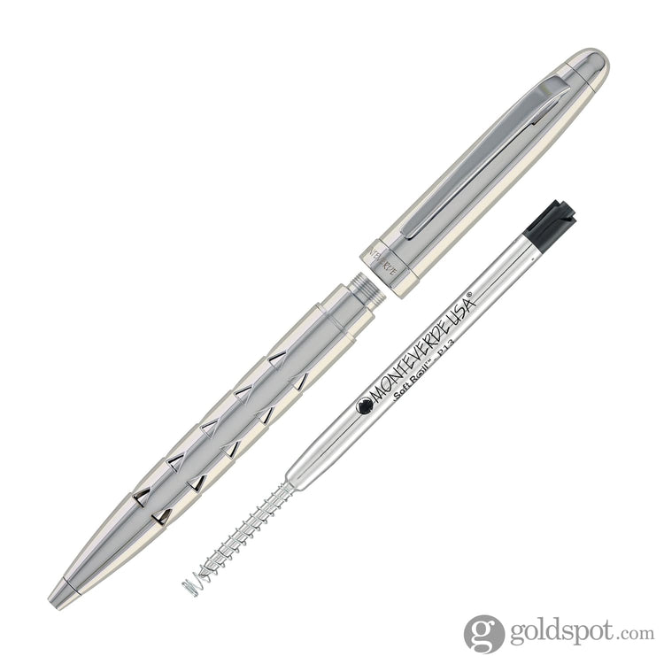Monteverde Illusia Gel Pen in Triangle Shapes Chrome with Chrome Trim Gel Pen