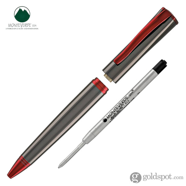 Monteverde Impressa Ballpoint Pen in Gunmetal with Red Trim Ballpoint Pens