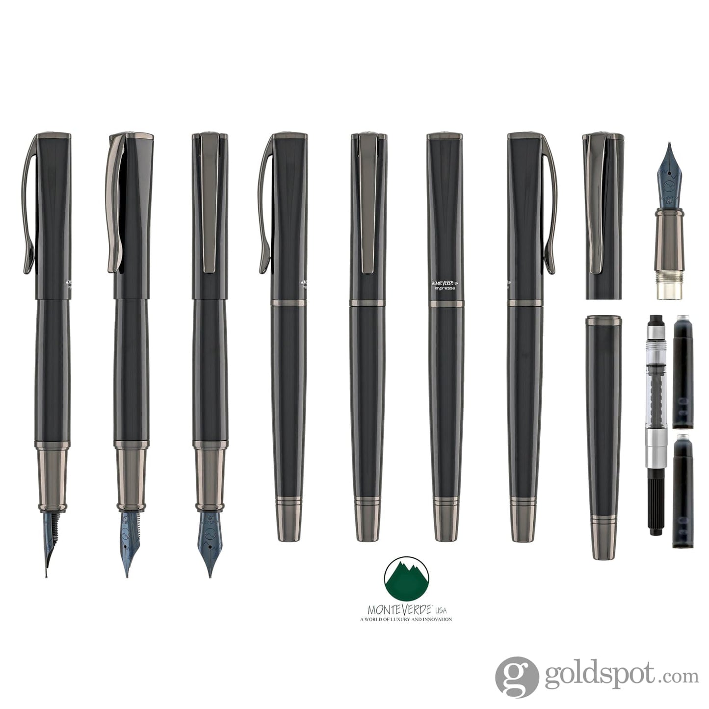Monteverde Impressa Fountain Pen in Black with Gunmetal Trim Fountain Pen