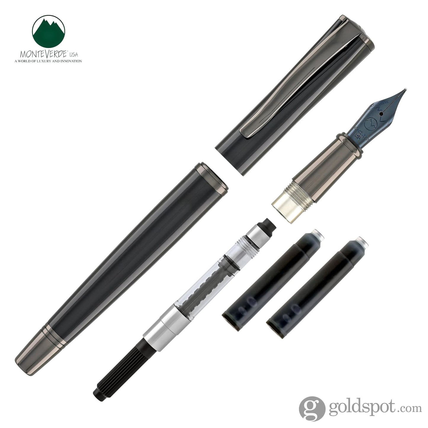 Monteverde Impressa Fountain Pen in Black with Gunmetal Trim Fountain Pen