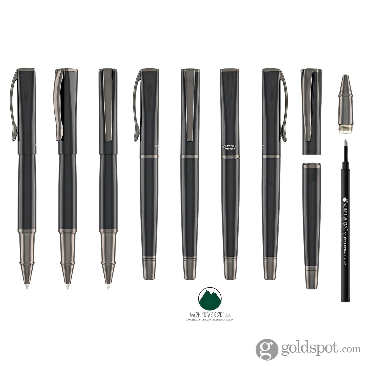 Monteverde Impressa Rollerball Pen in Black with Gunmetal Trim Rollerball Pen