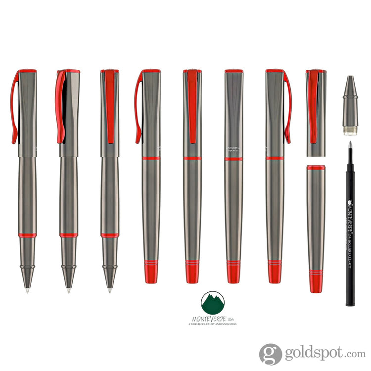 Monteverde Impressa Rollerball Pen in Gunmetal with Red Trim Rollerball Pen