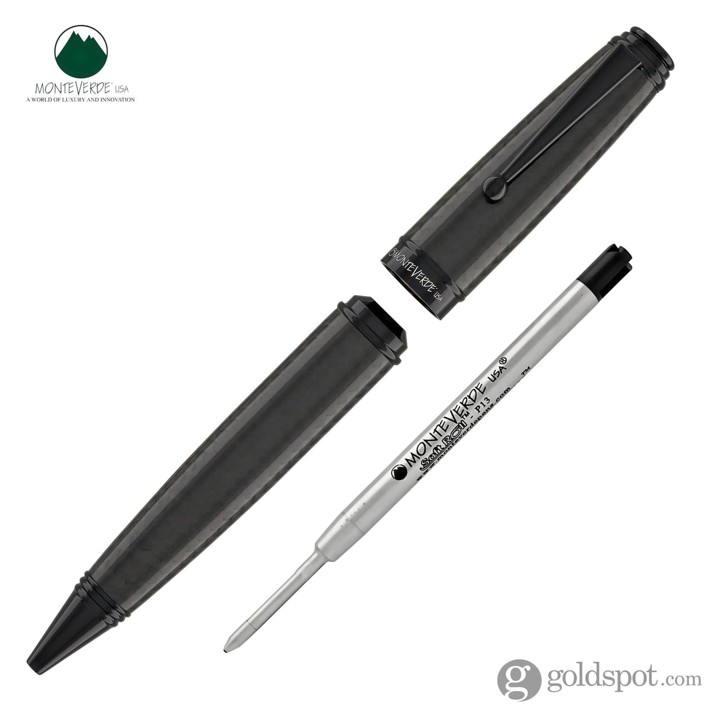 Monteverde Invincia Deluxe Ballpoint Pen in Black Carbon Fiber Ballpoint Pens