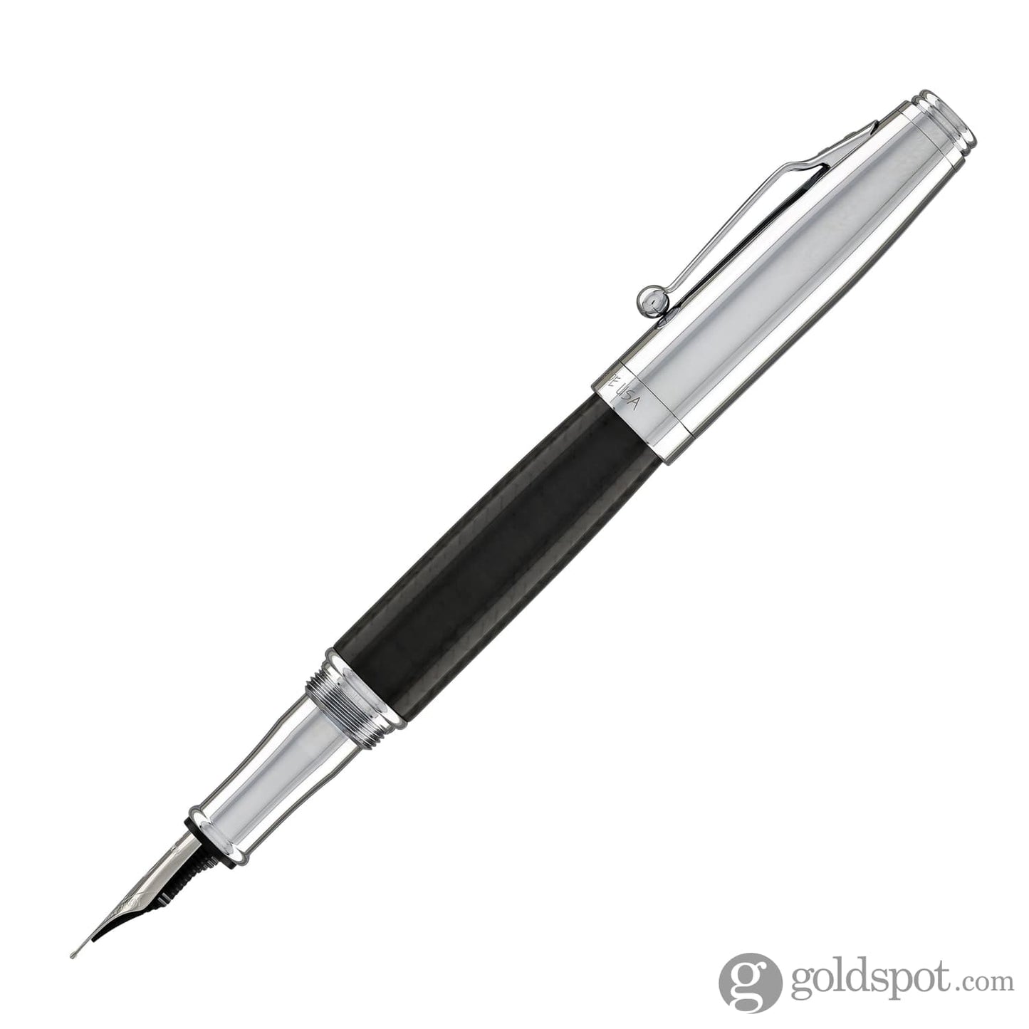 Monteverde Invincia Fountain Pen in Chrome & Carbon Fiber - Medium Point Fountain Pen