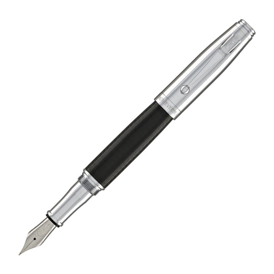 Monteverde Invincia Fountain Pen in Chrome & Carbon Fiber - Medium Point