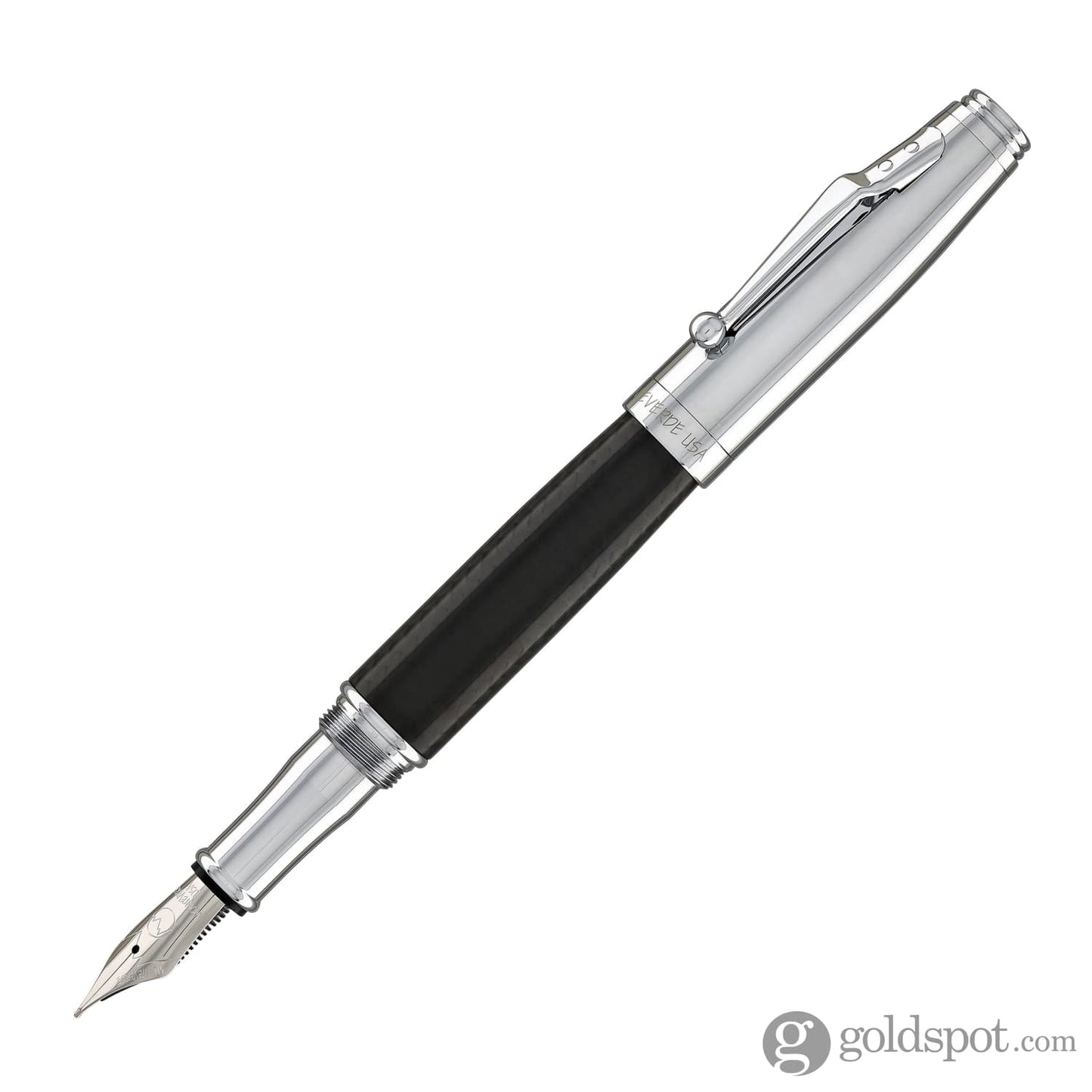 Monteverde Invincia Fountain Pen in Chrome & Carbon Fiber - Medium Point Fountain Pen