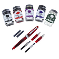 Monteverde Monza 3 Fountain Pen Set in Red - M, F, Omniflex Nibs