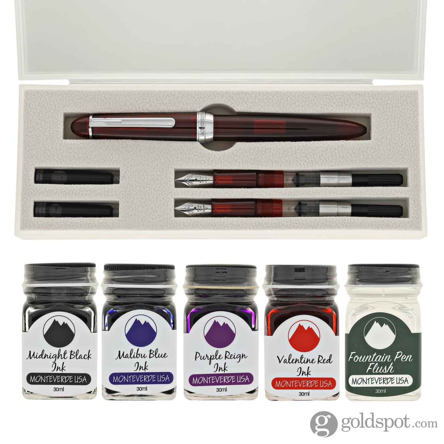 Monteverde Monza 3 Fountain Pen Set in Red - M F Omniflex Nibs