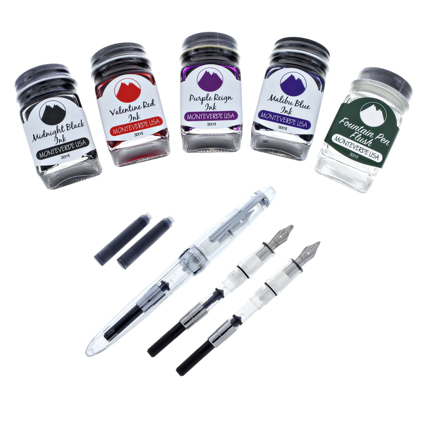 Monteverde Monza ID Fountain Pen in Clear - Calligraphy Set