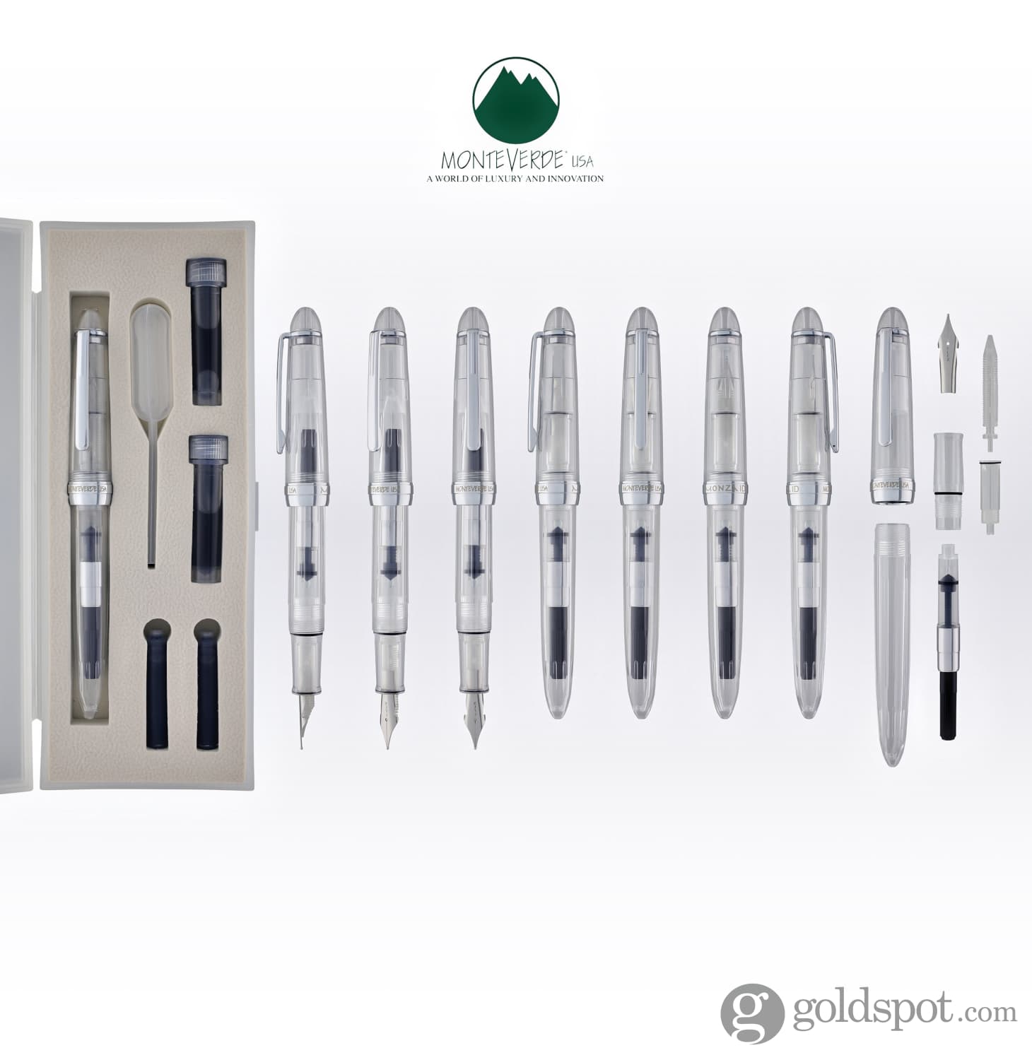 Monteverde Monza ID Fountain Pen in Clear - Flex Nib - Goldspot Pens