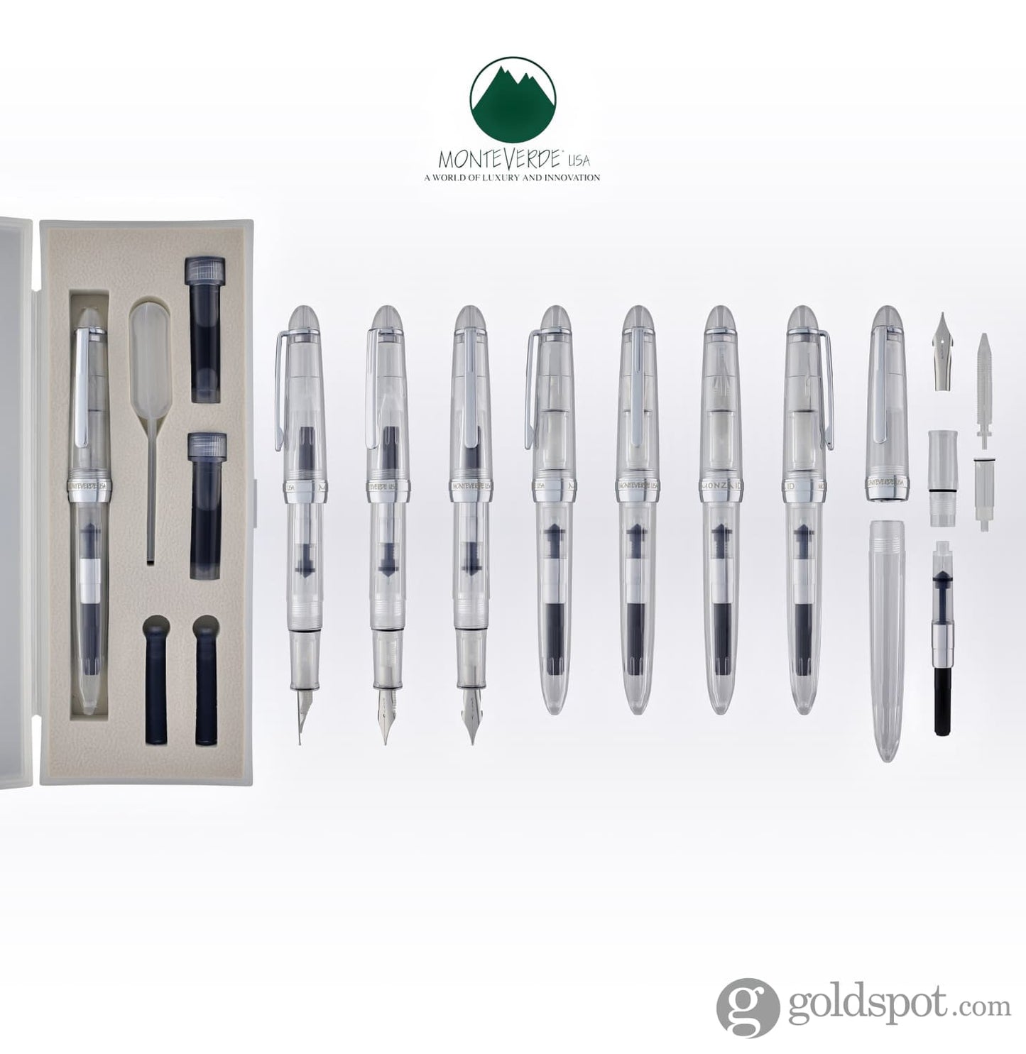 Monteverde Monza ID Fountain Pen in Clear - Flex Nib