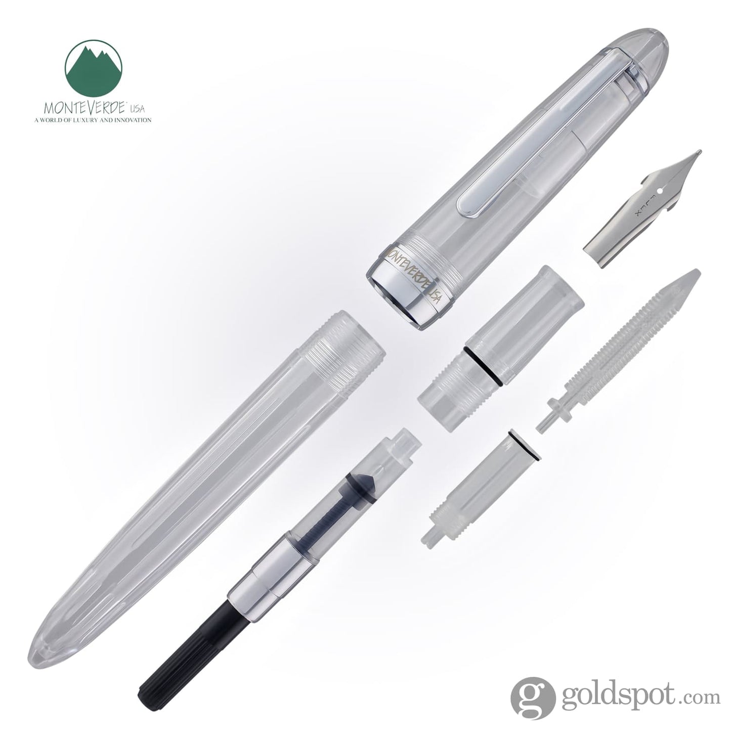 Monteverde Monza ID Fountain Pen in Clear - Flex Nib