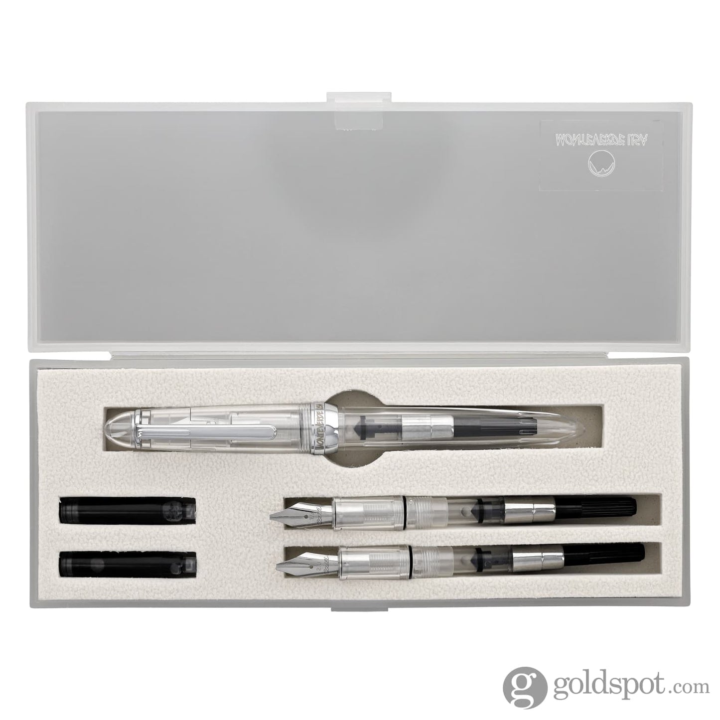 Monteverde Monza ID Fountain Pen in Crystal Clear - Calligraphy Set