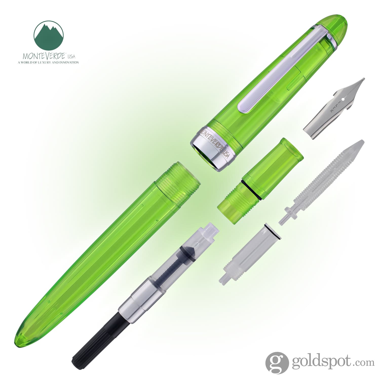 Monteverde Monza ID Fountain Pen in Green - Flex Nib - Goldspot Pens
