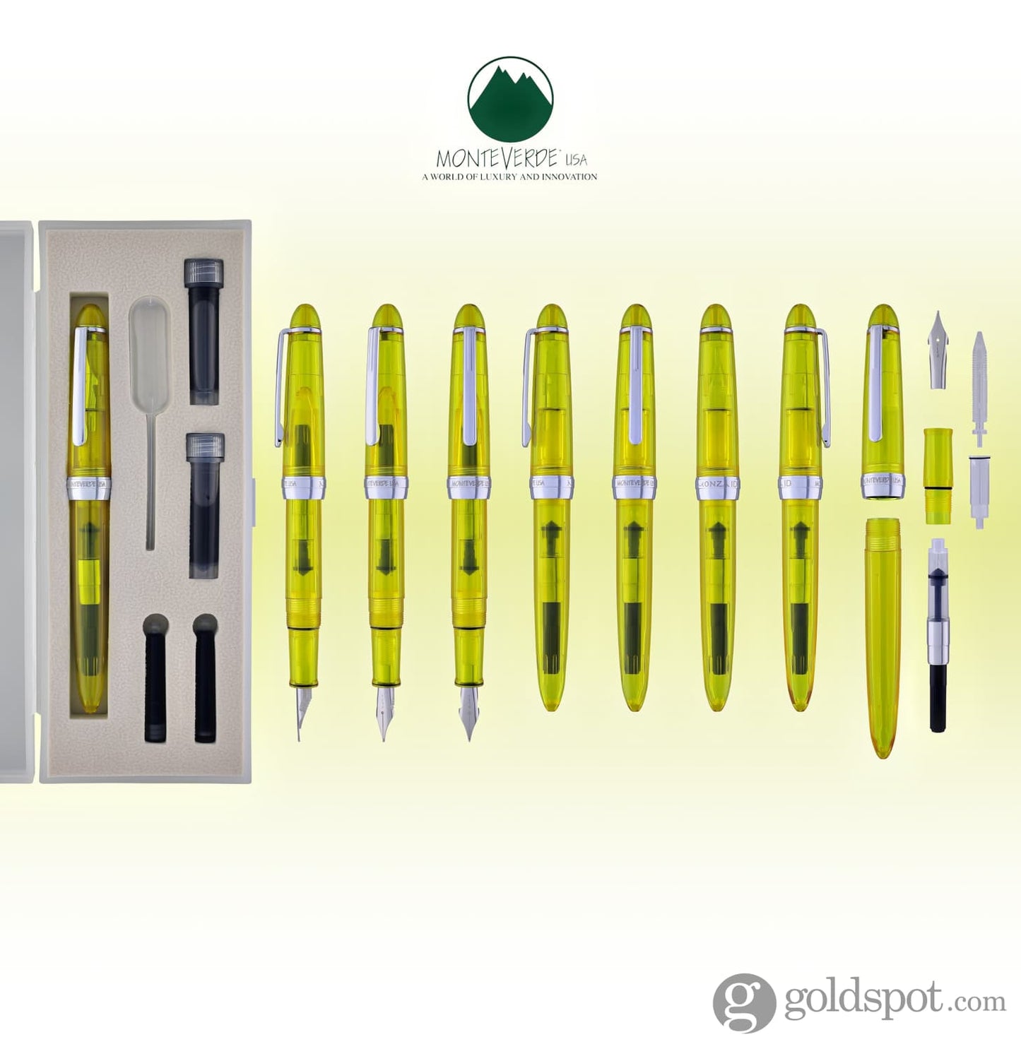 Monteverde Monza ID Fountain Pen in Yellow - Flex Nib