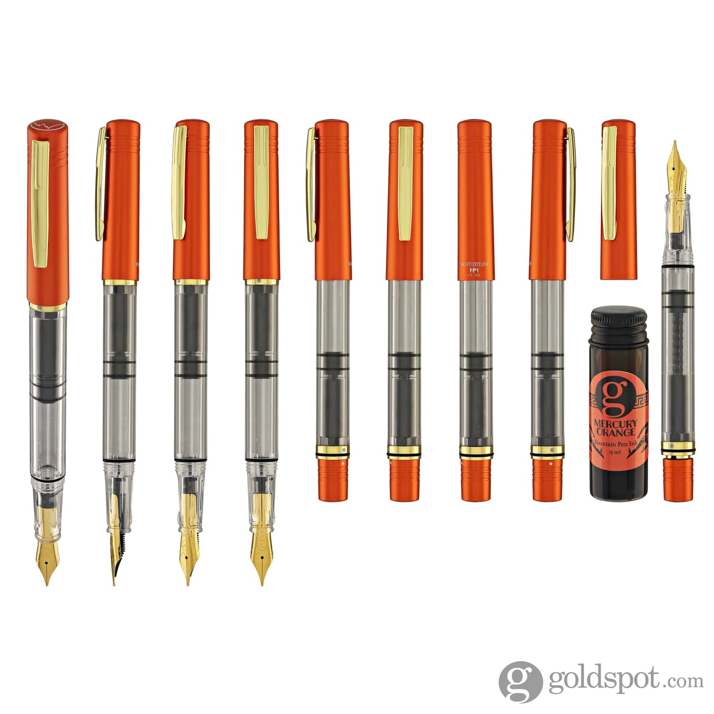 Monteverde MP1 Fountain Pen in Mercury Orange with 15ml Bottled Ink Fountain Pen