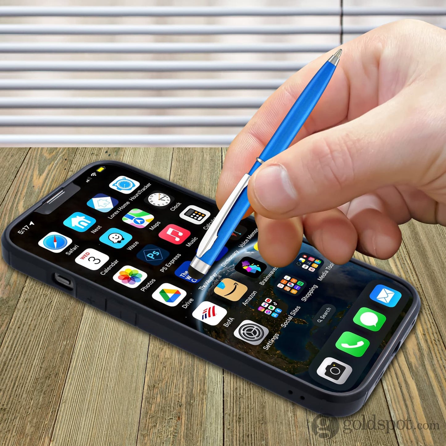 Monteverde Poquito Stylus Ballpoint Pen in Cobalt Blue with Chrome Trim Ballpoint Pens