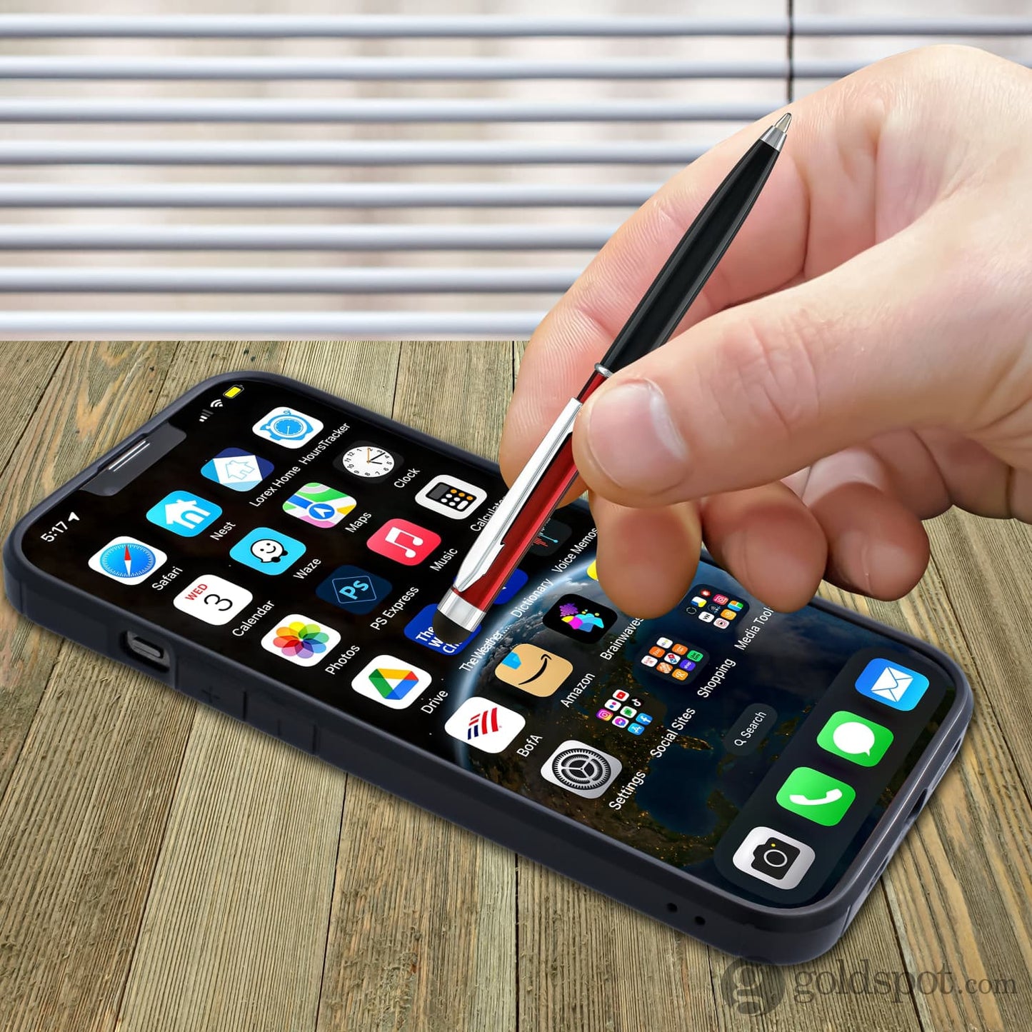 Monteverde Poquito Stylus Ballpoint Pen in Red & Black with Chrome Trim Ballpoint Pens