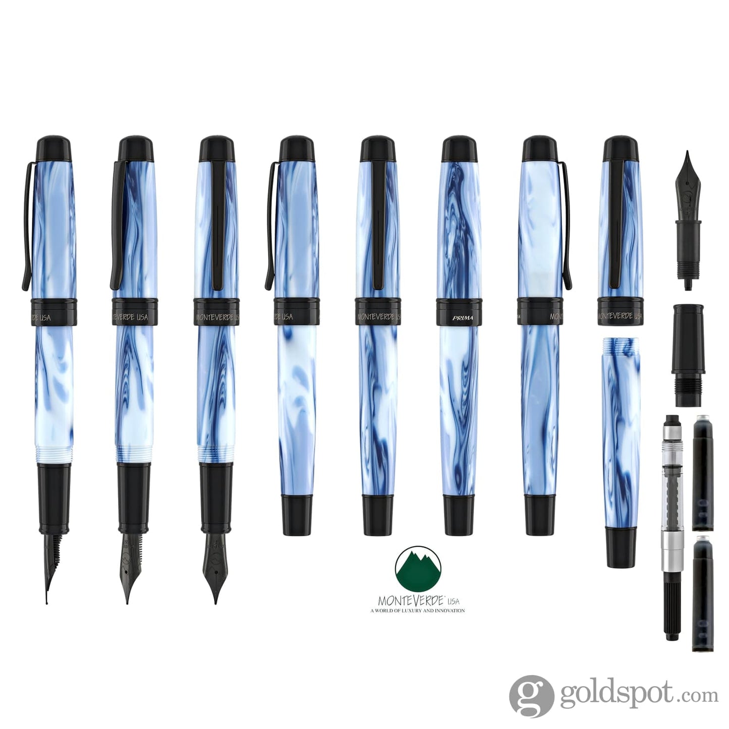 Monteverde Prima Fountain Pen in Blue Swirl Fountain Pen