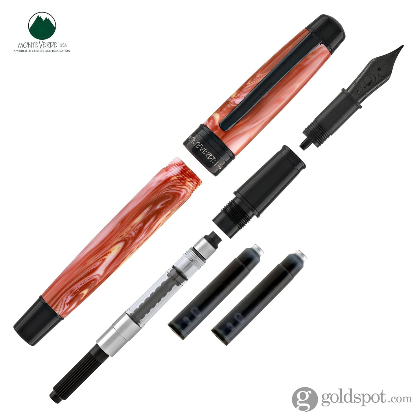 Monteverde Prima Fountain Pen in Red Swirl Fountain Pen