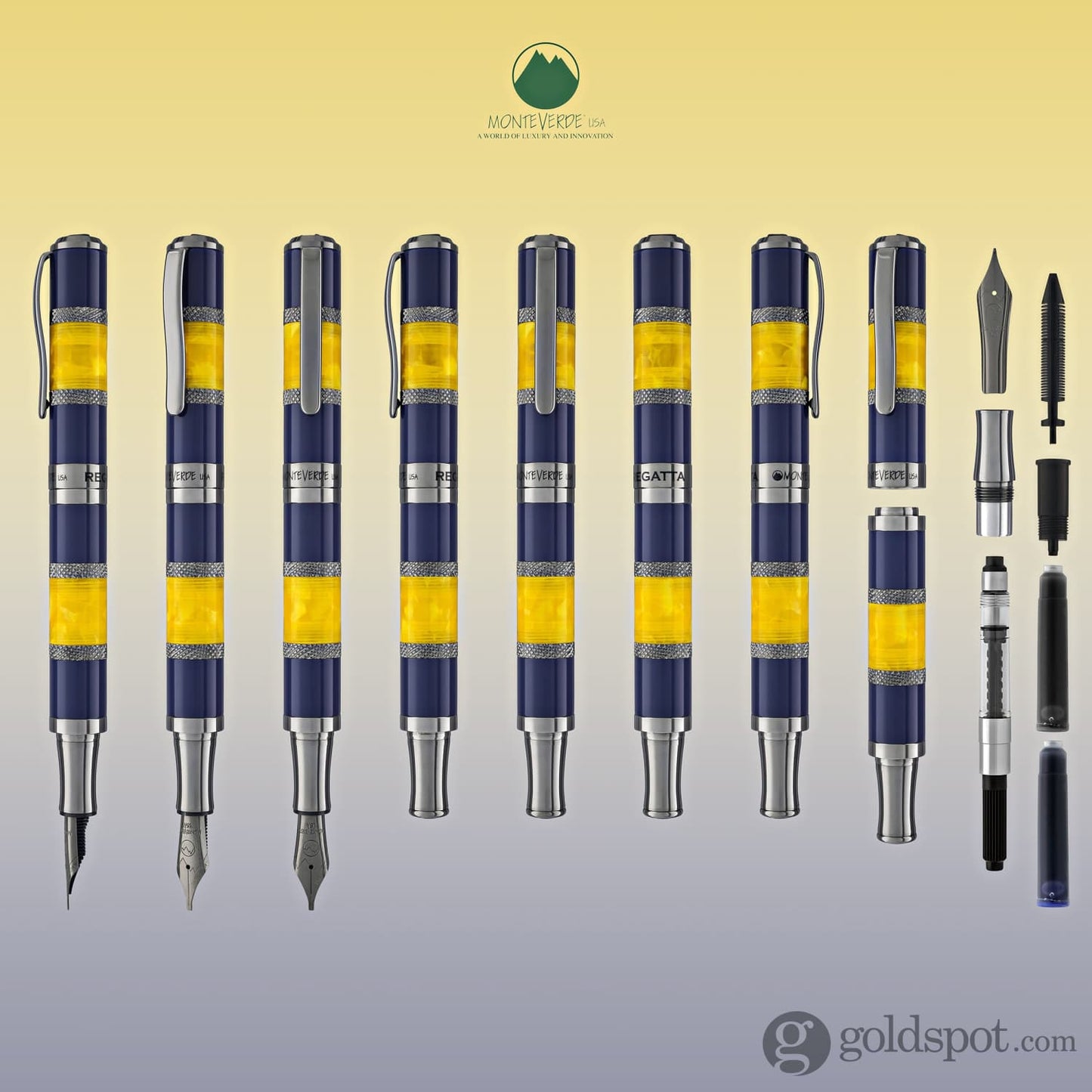 Monteverde Regatta Sport Fountain Pen in Blue/Yellow Fountain Pen