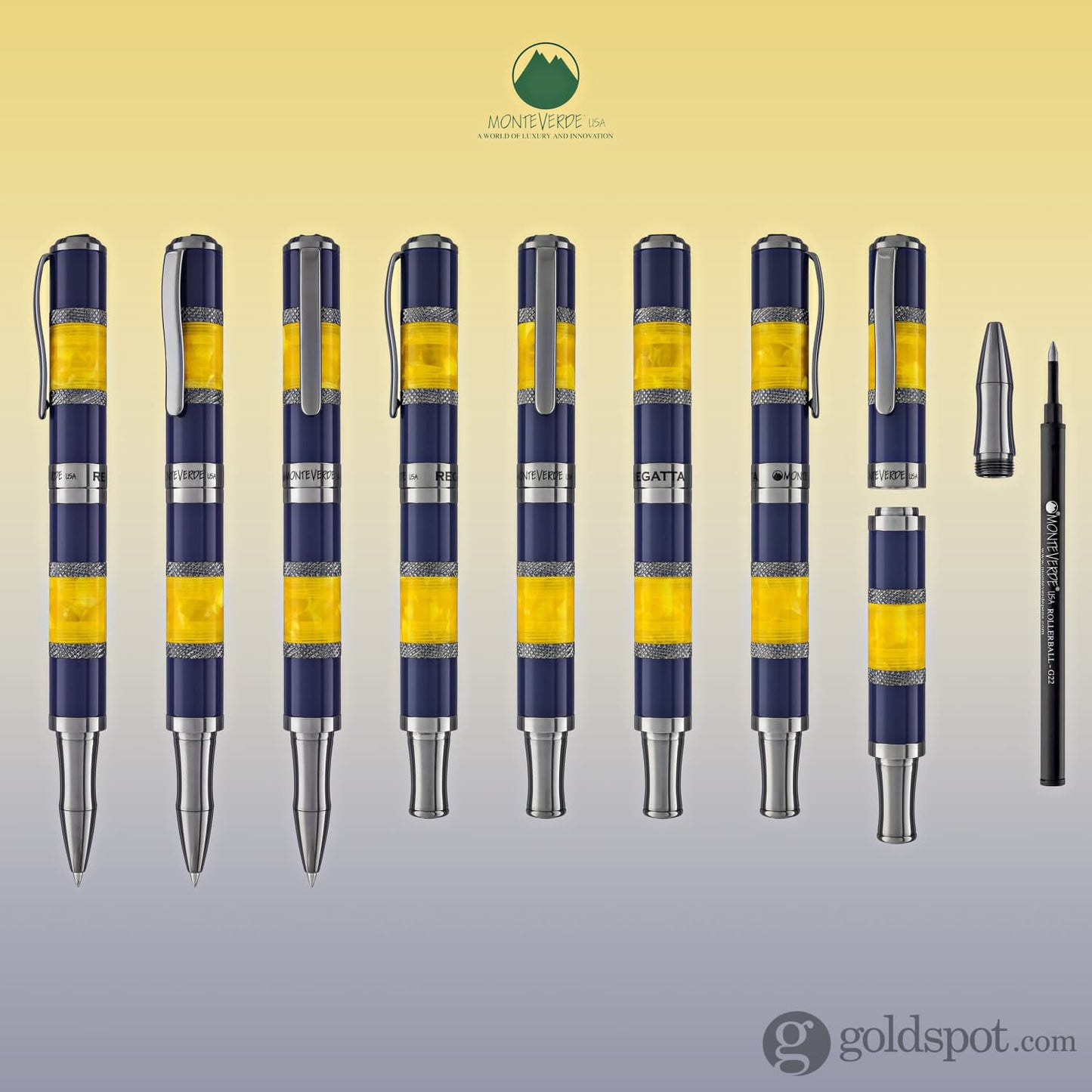 Monteverde Regatta Sport Rollerball Pen in Blue/Yellow Rollerball Pen