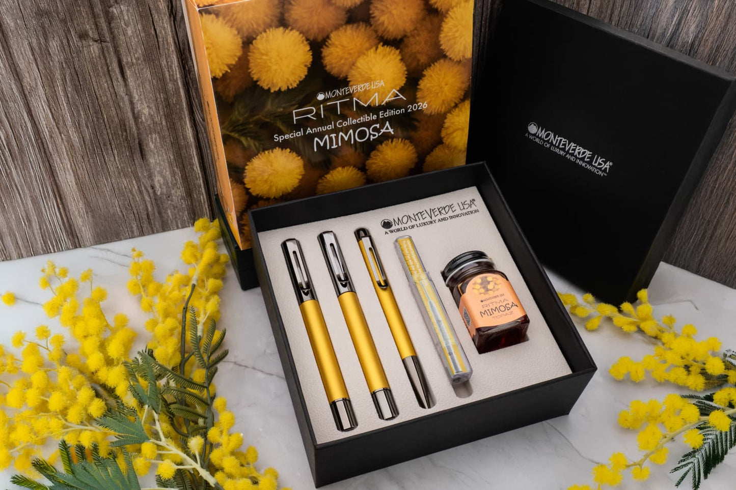 Monteverde USA Ritma 2026 Special Edition 3 + 2 Piece Set in Mimosa Fountain Pen