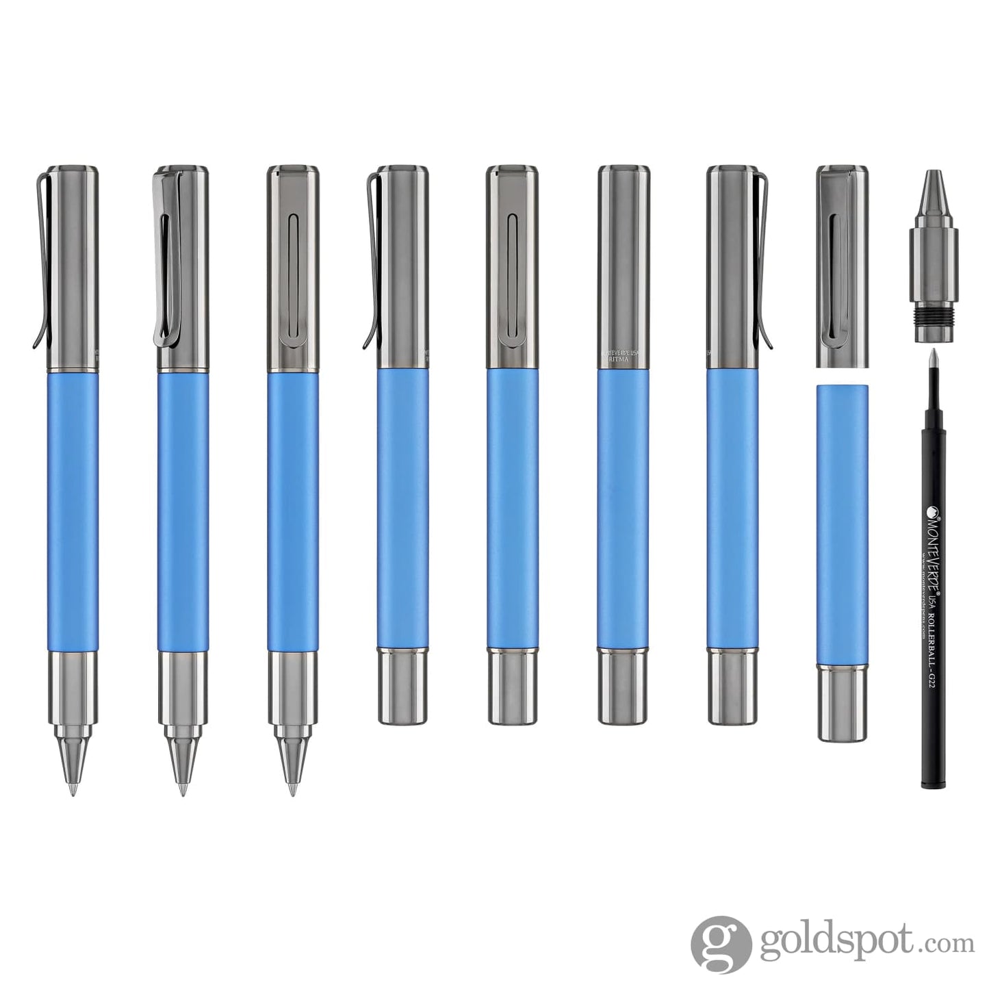 Monteverde USA Ritma Anodized Rollerball Pen in Blue Rollerball Pen