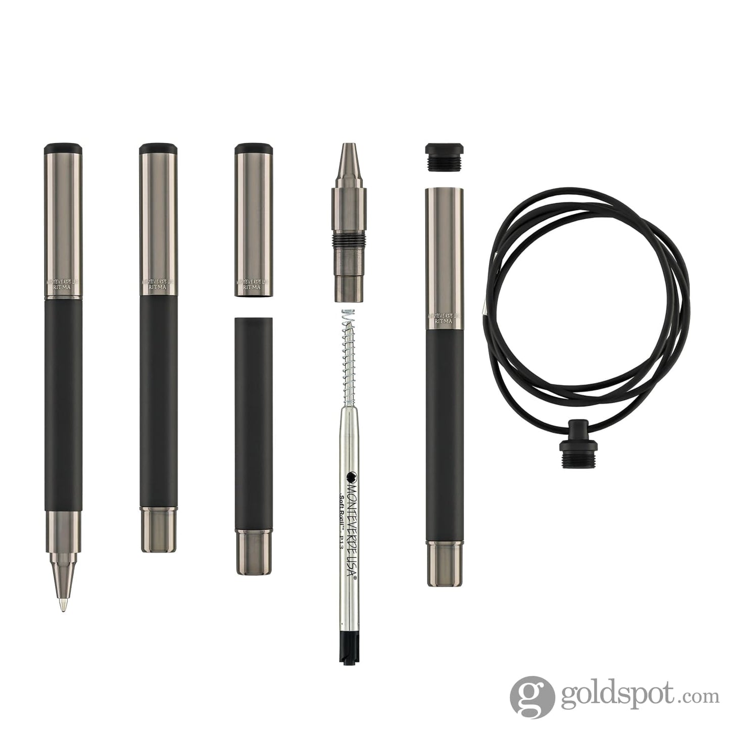 Monteverde USA Ritma Convertible Pocket-Neck Ballpoint Pen in Gala Black Ballpoint Pens