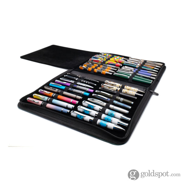 Monteverde Vegan Leather Zippered 36 Pen Case in Green/Black Pen Cases