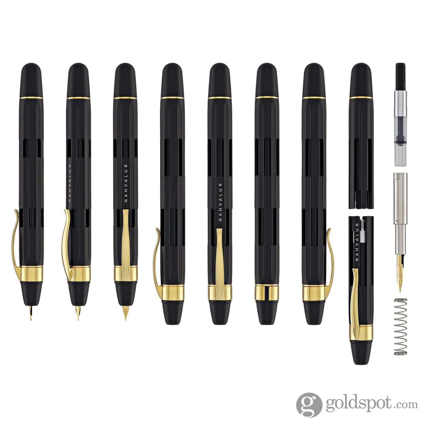 Nahvalur Eclipse Retractable Fountain Pen in Black with Gold Trim Fountain Pen