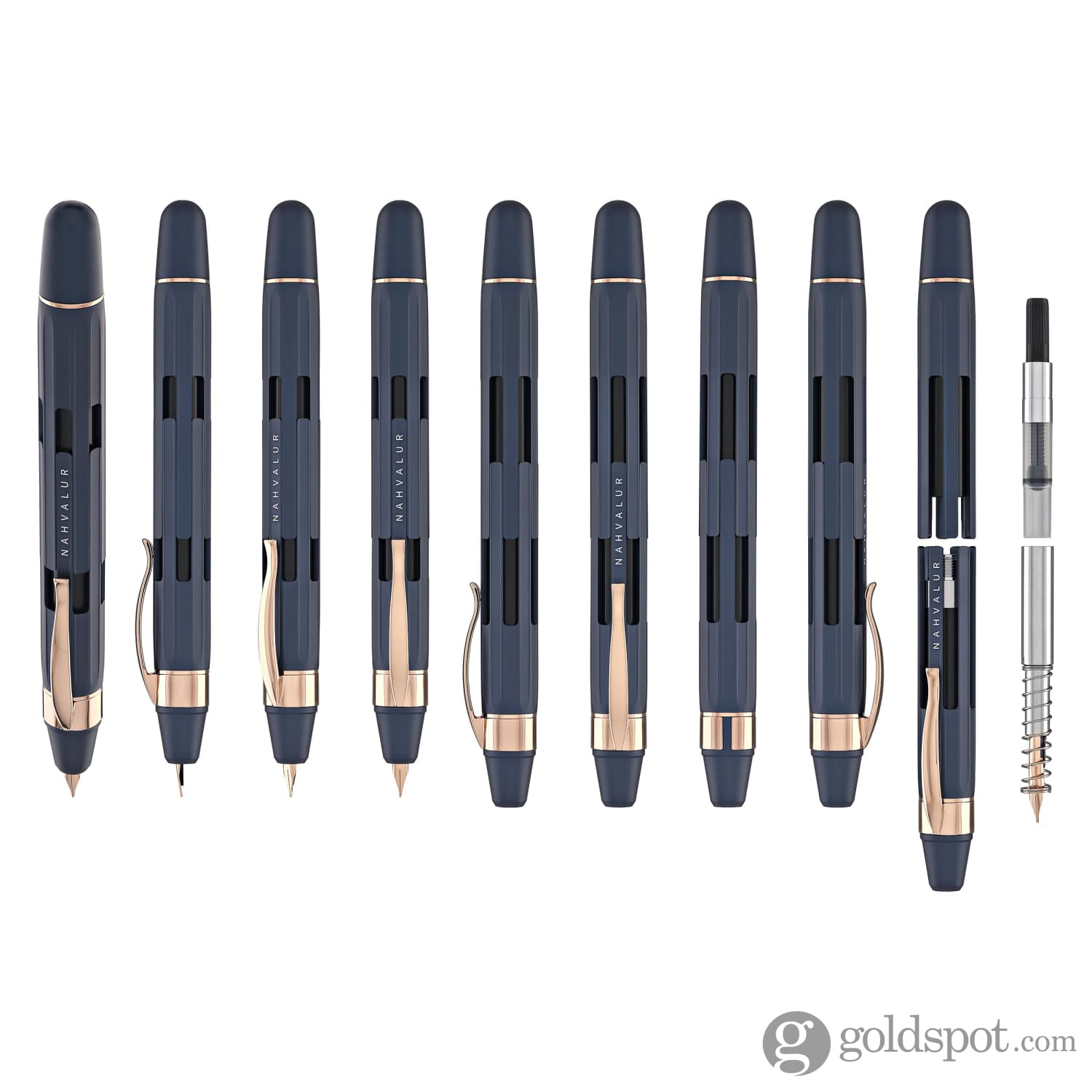 Nahvalur Eclipse Retractable Fountain Pen in Cobalt with Rose Gold