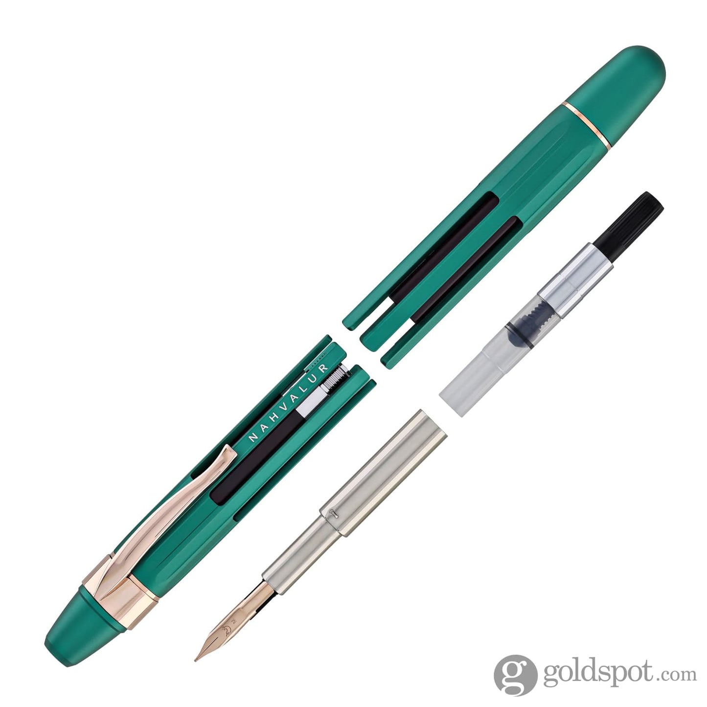 Nahvalur Eclipse Retractable Fountain Pen in Emerald with Gold Trim Fountain Pen