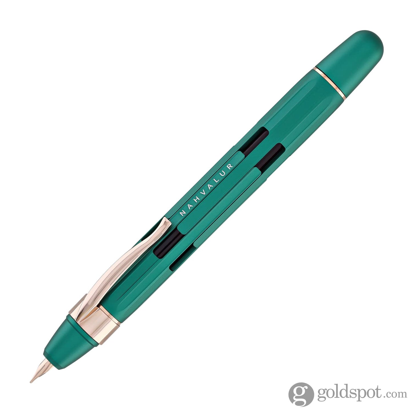 Nahvalur Eclipse Retractable Fountain Pen in Emerald with Gold Trim Fountain Pen